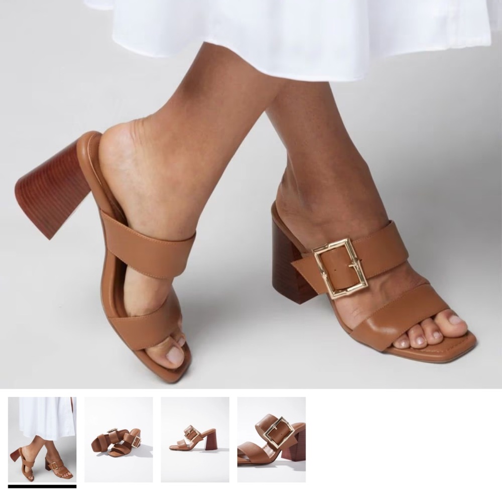 WHBM Bamboo Buckle Heel Sandal EUC Size 9.5